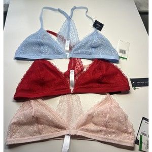 Tommy Hilfiger Set of 3 Women's Lace Triangle Bralette Bikini Top Bra for Women